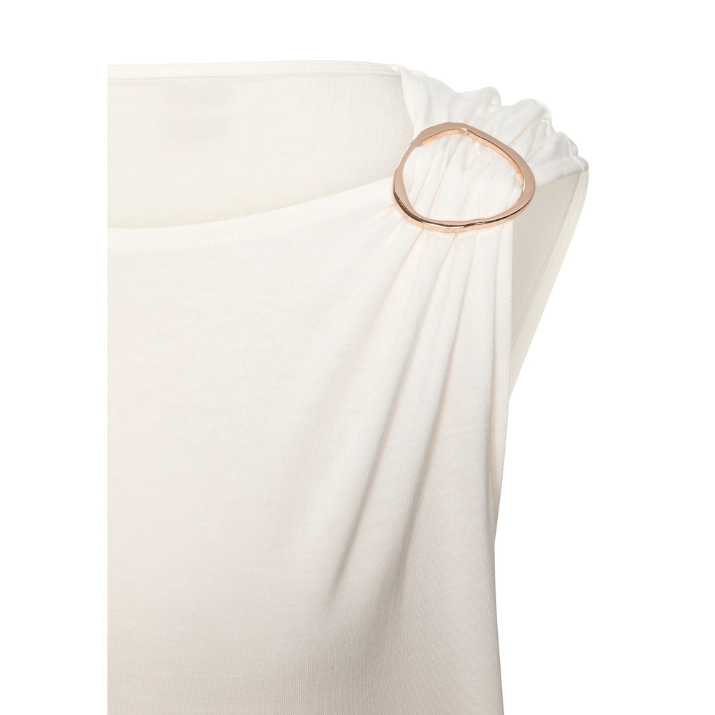 Vivance Kurzarmshirt, mit Zierschnalle, Sommertop, casual