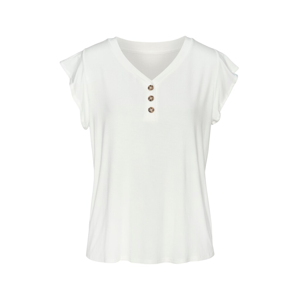 LASCANA Blusenshirt »mit Zierknöpfen in Hornoptik«, (2er-Pack), aus weichem Viskose-Stretch