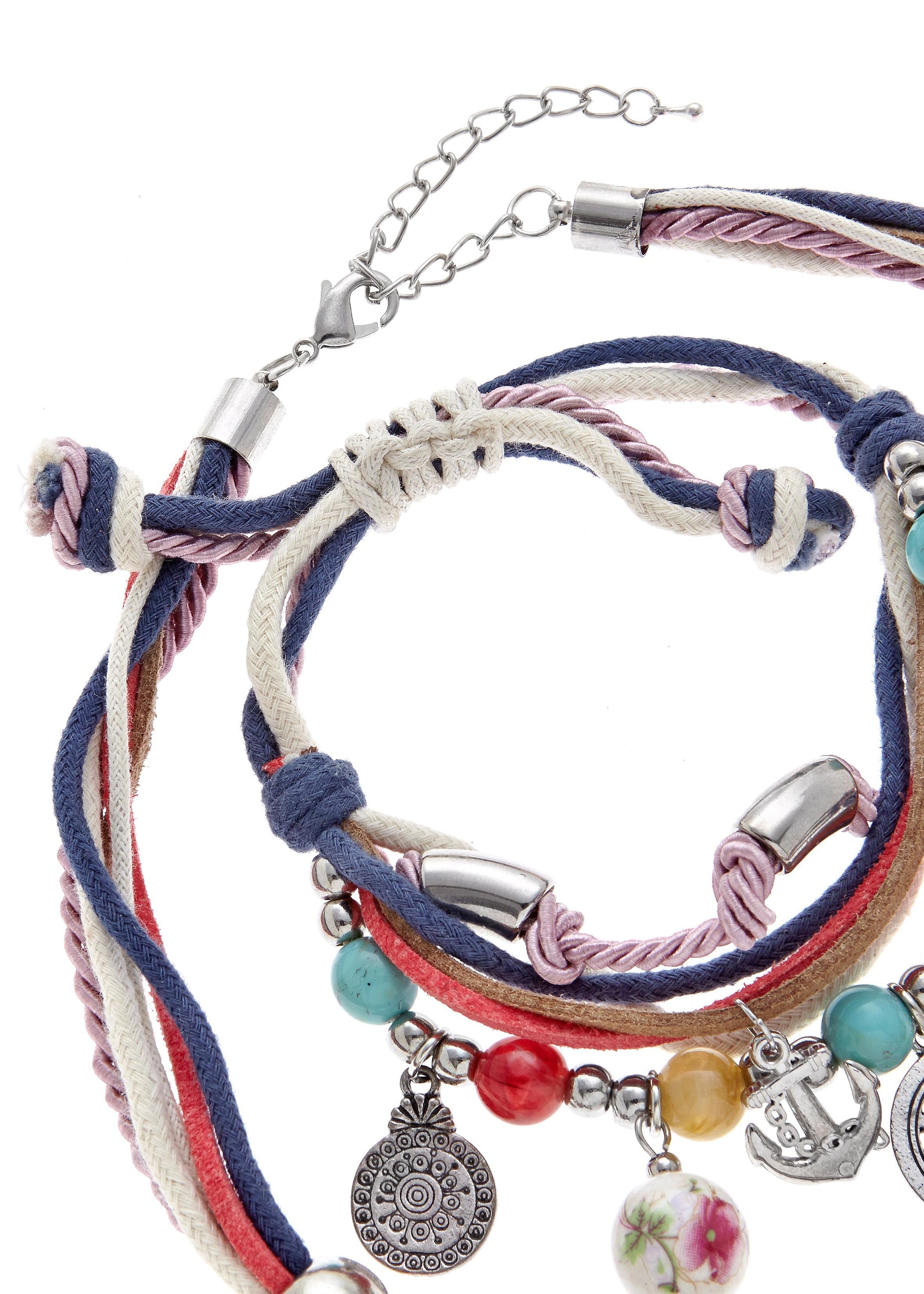 LASCANA Schmuckset »Bettlerarmband und Halsketten Set«, Mit vielen kleinen Anhängern