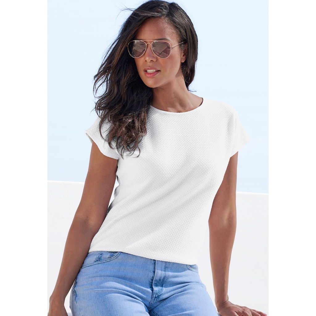 Vivance Kurzarmshirt »aus bügelfreier Strukturqualität im 2er Pack«, (Packung), mit Viskose