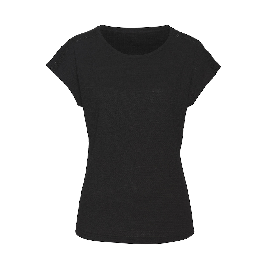 Vivance Kurzarmshirt »mit dekorativem Häkeleinsatz«, (2er-Pack), aus bügelfreier Crêpe-Qualität