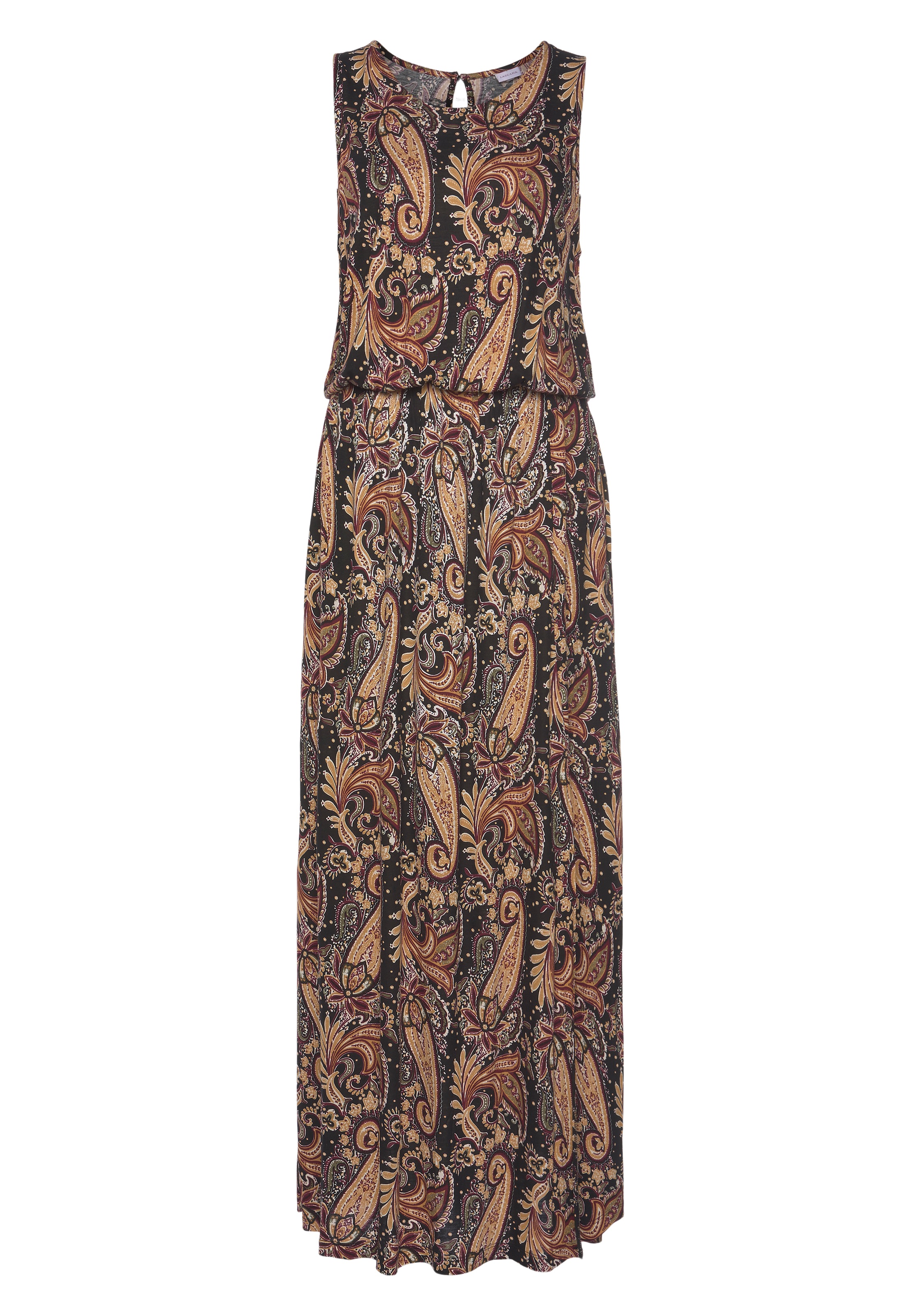 LASCANA Maxikleid "mit Paisleyprint und Schlitz, Jerseykleid" Seitennahttaschen Sommerkleid mit Taschen, elegantes Strandkleid, Viskosekleid