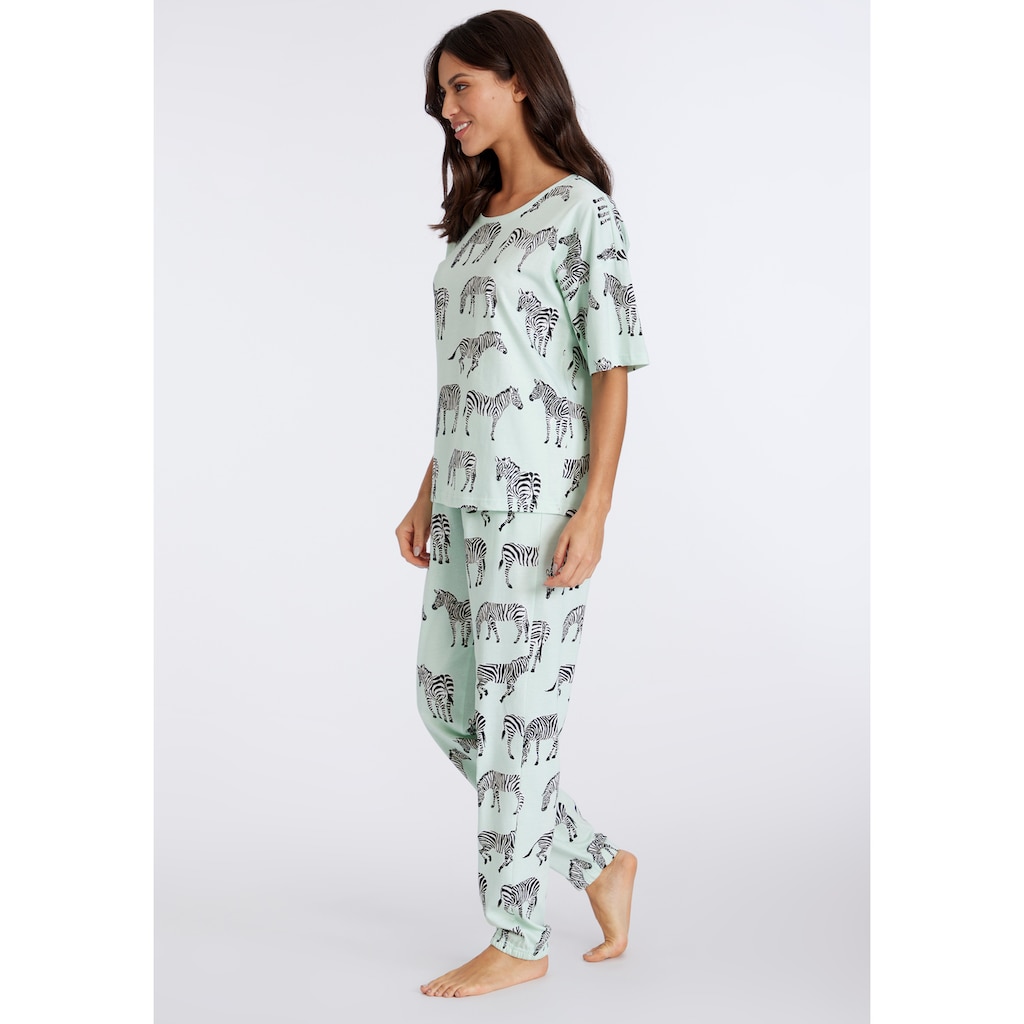 Vivance Dreams Pyjama, (2 tlg.), mt Animal Alloverprint