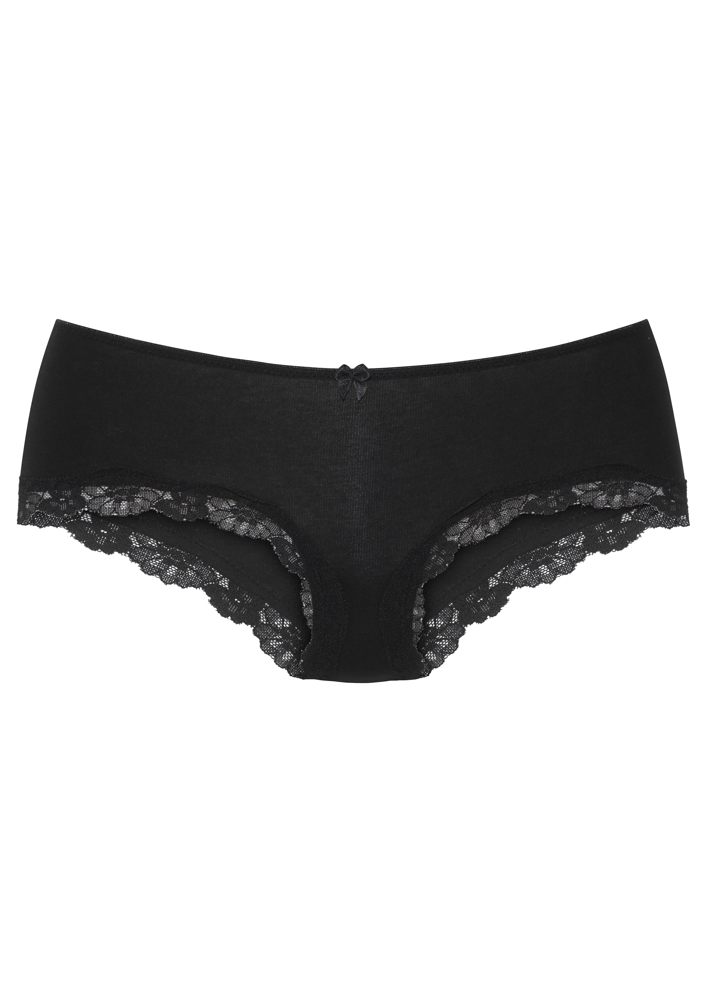 LASCANA Panty pack de 3,  en coton élastique avec dentelle délicate