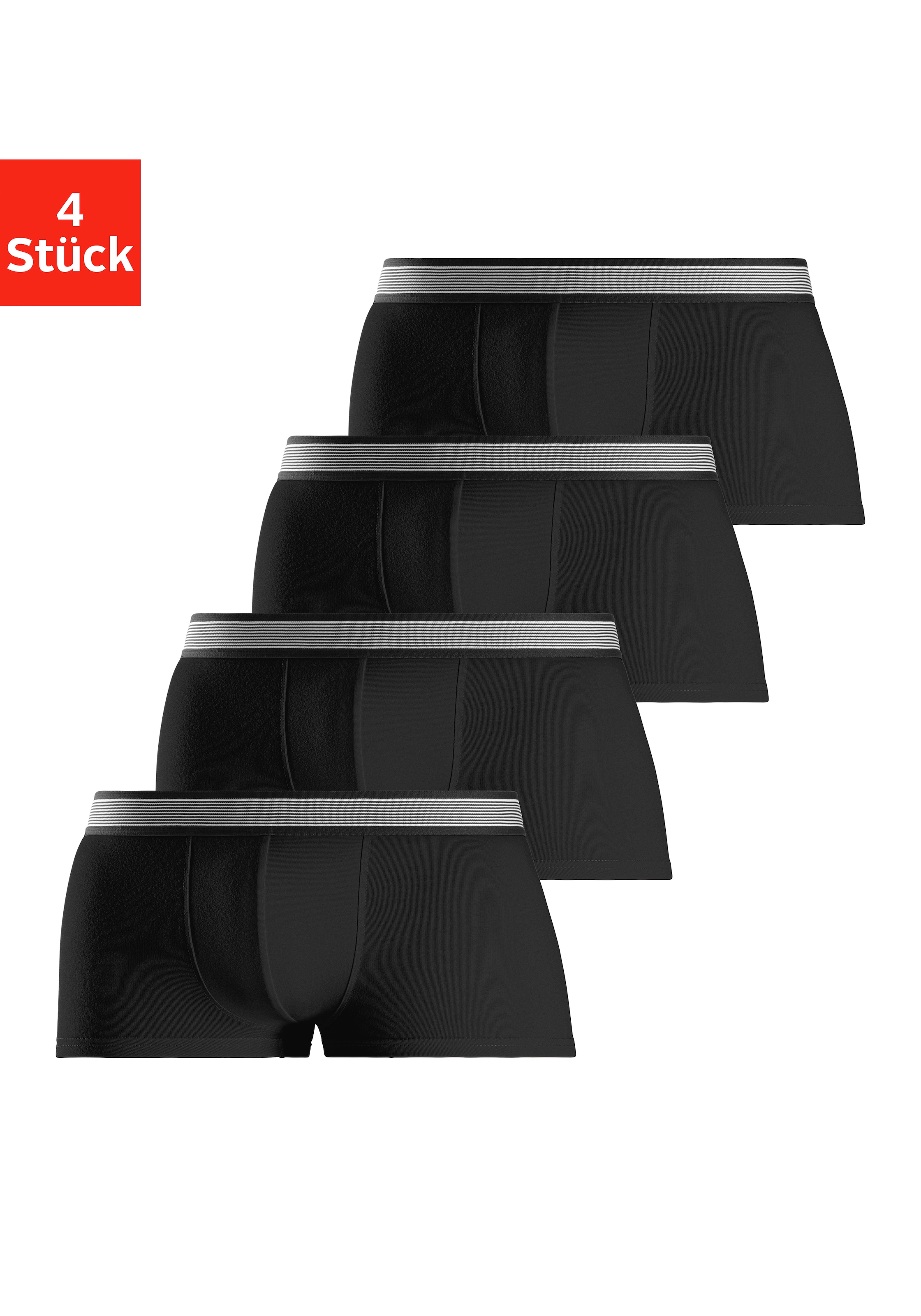 H.I.S Hipster Packung, 4 Stk. knapp sitzende Boxershorts aus Baumwollmischung