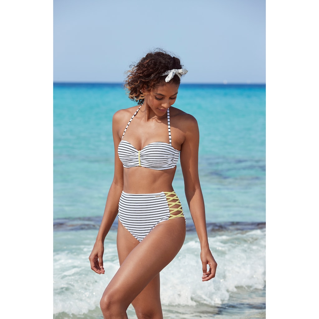 Venice Beach Highwaist-Bikini-Hose »Camie«, mit gekreuzten, seitlichen Bändern