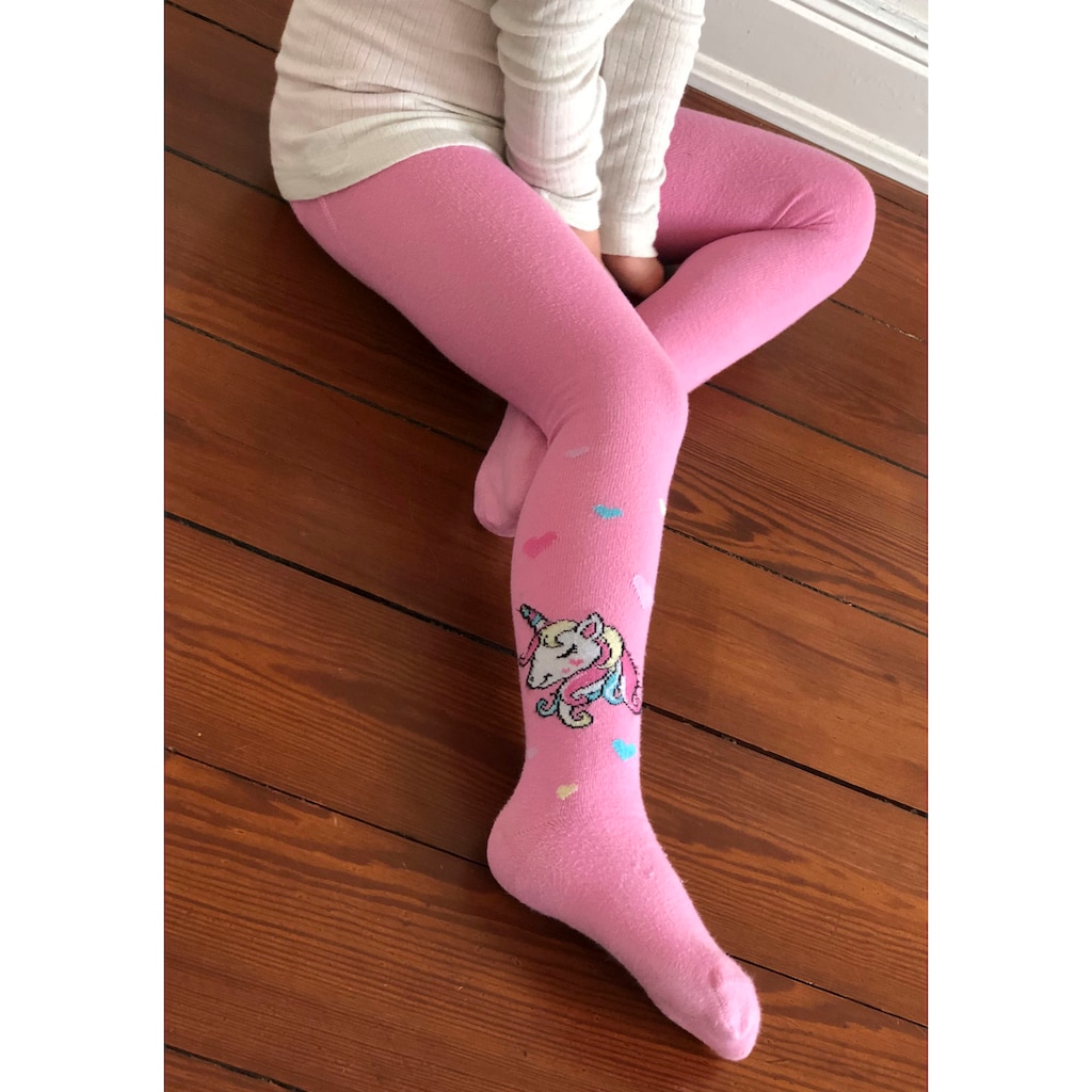 H.I.S Strickstrumpfhose, (Packung, 3 St.), mit eingestrickten Einhorn Motiven