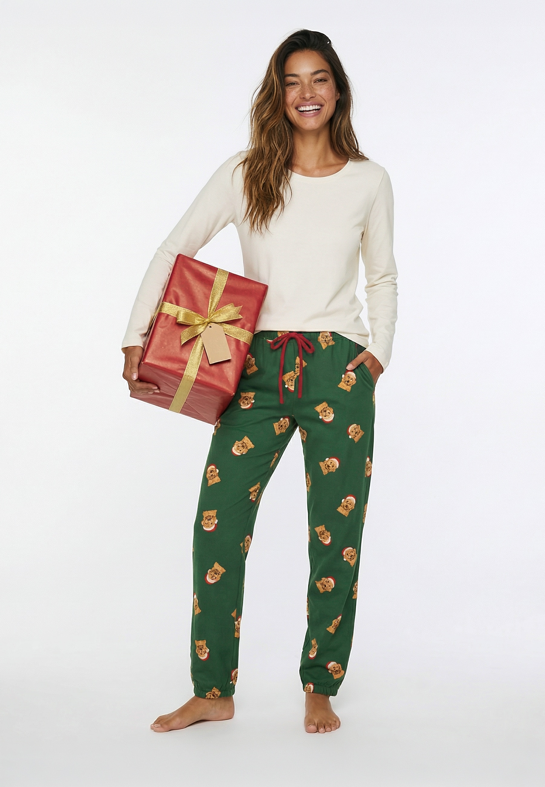 LASCANA Pyjama 2 mit süssem Weihnachts-Hunde-Print