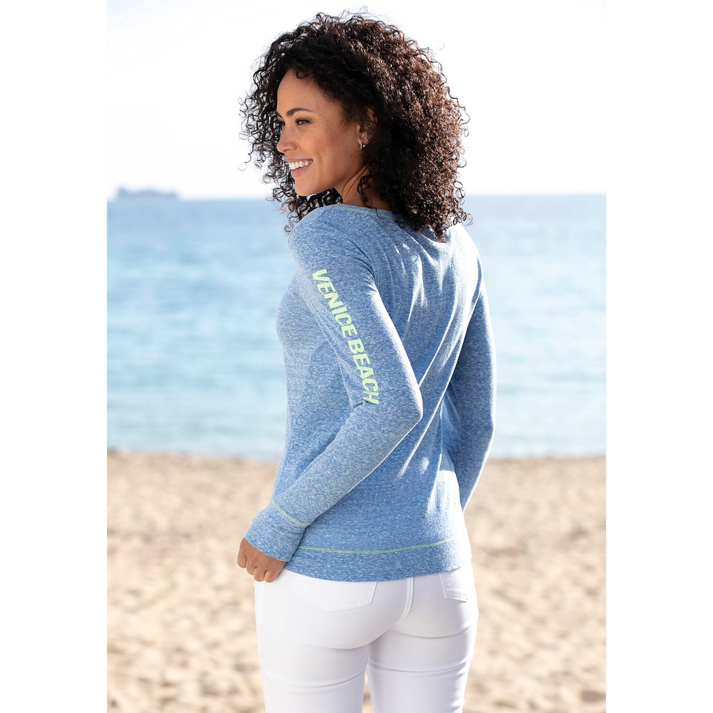 Venice Beach Langarmshirt, mit sportlichem Logoprint, sportlich-casual