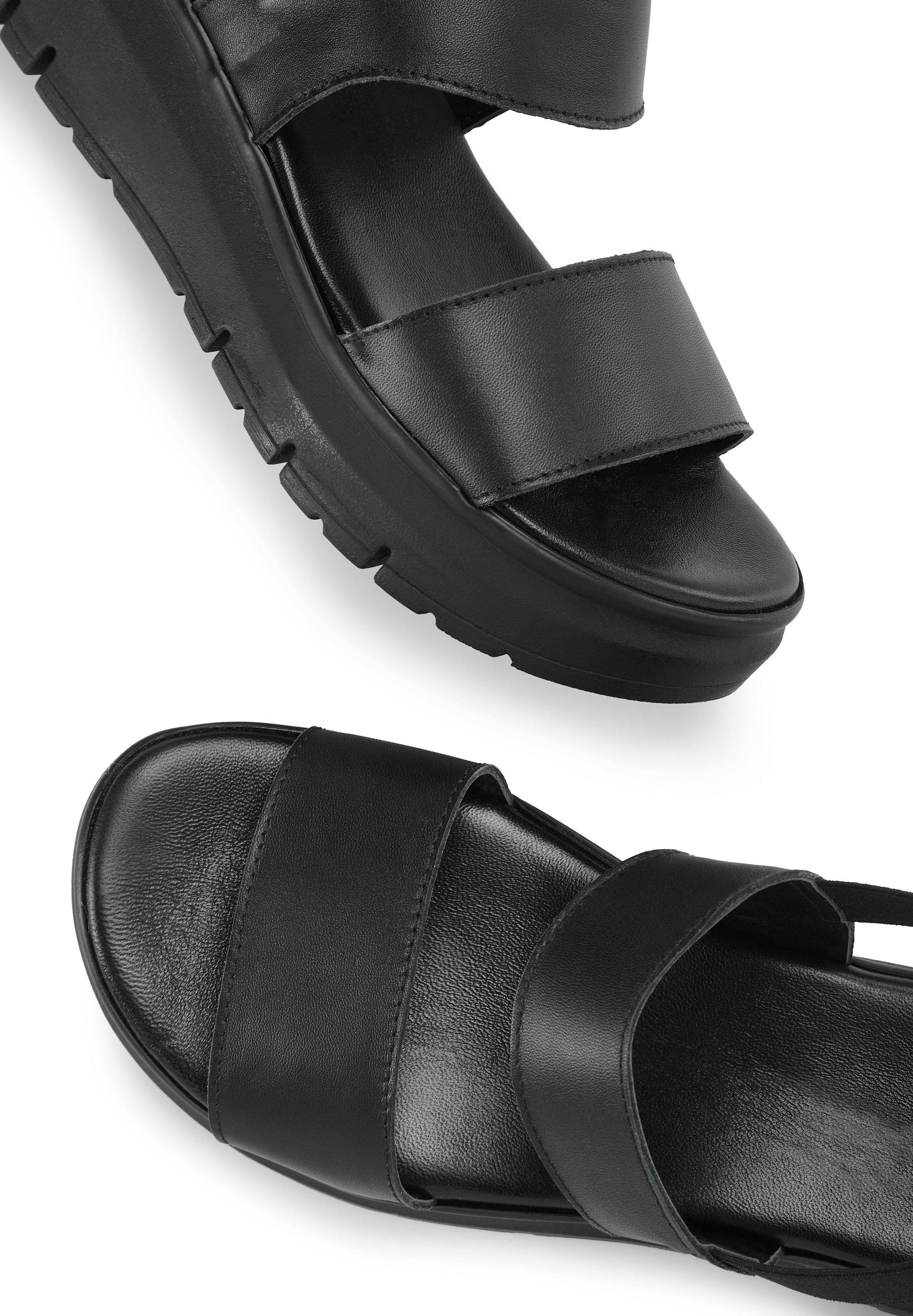French Connection Sandale »Sommerschuhe, Sandalette, Ledersandalette, offener Schuh, Ledersandale«  NOUVEAU en cuir de haute qualité avec petit talon compensé et semelle plateforme