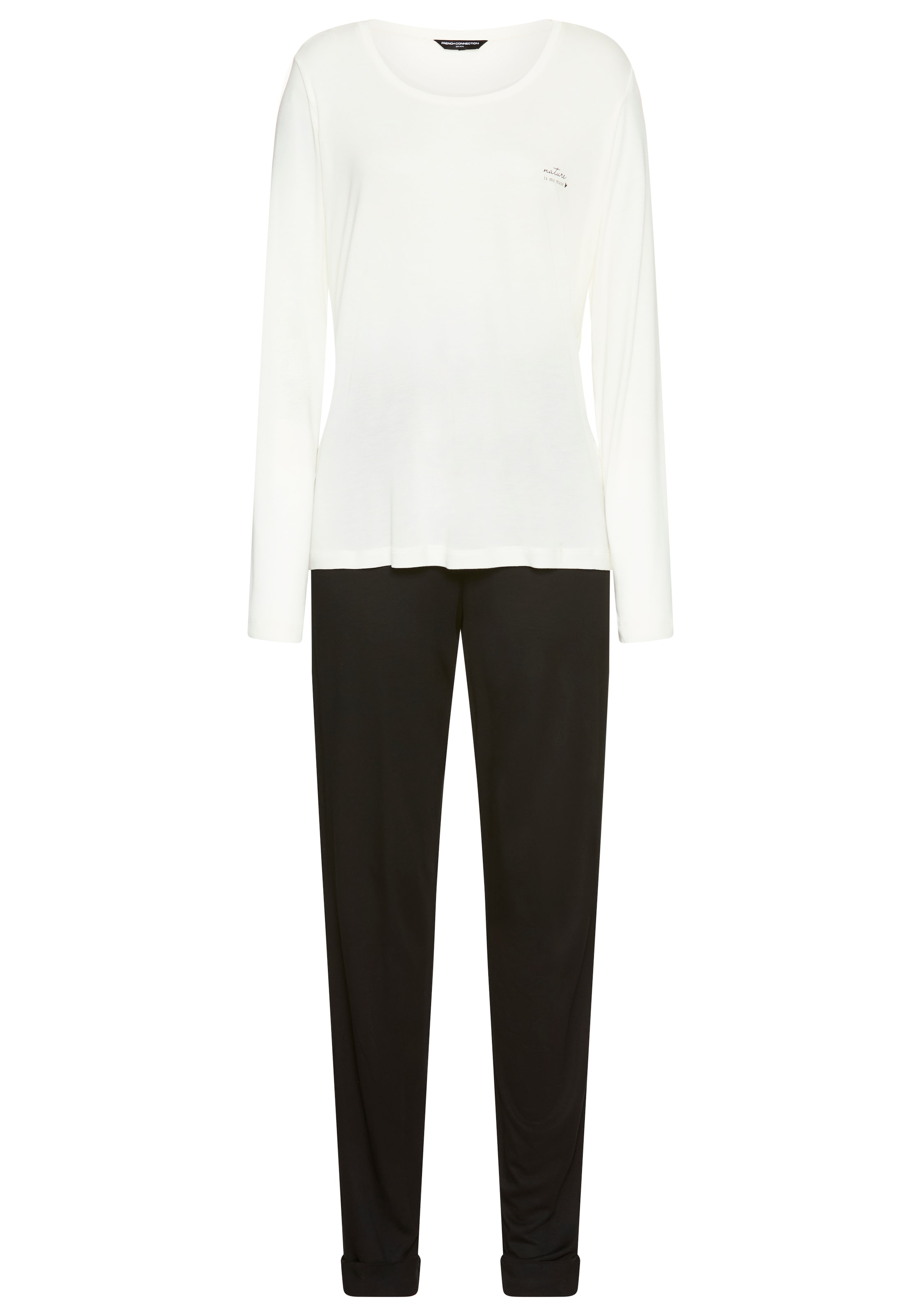 French Connection Pyjama Ensemble, 2 im zeitlosen Schwarz-Weiss-Look