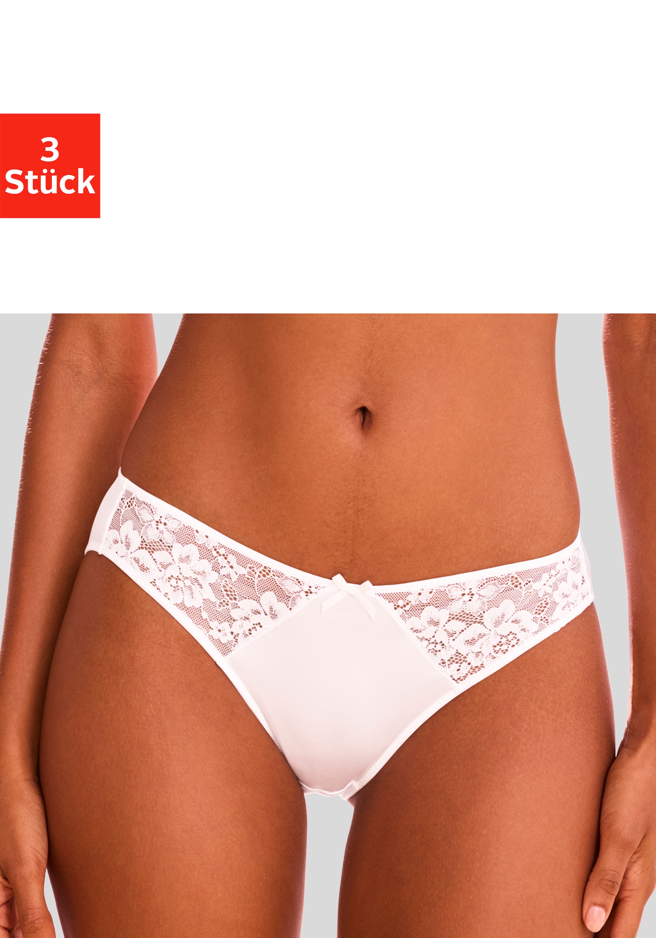 petite fleur Slip Packung, 3 Stk. mit Spitzeneinsätzen