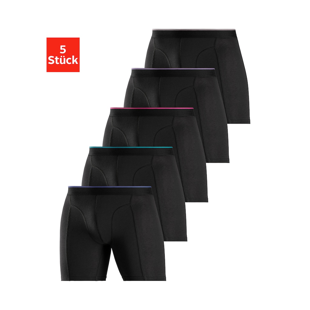 AUTHENTIC LE JOGGER Langer Boxer, (Packung, 5 St.), mit zweifarbigem Webbund und längerem Bein