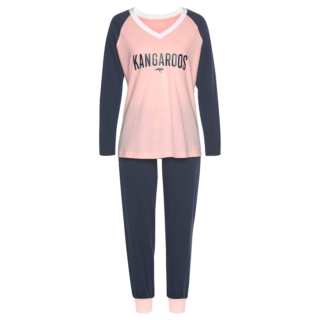 KangaROOS Pyjama, (2 tlg.), mit kontrastfarbenen Raglanärmeln