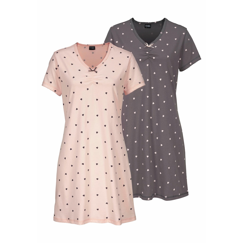Vivance Dreams Nachthemd, (2er-Pack), mit Herzchenprint