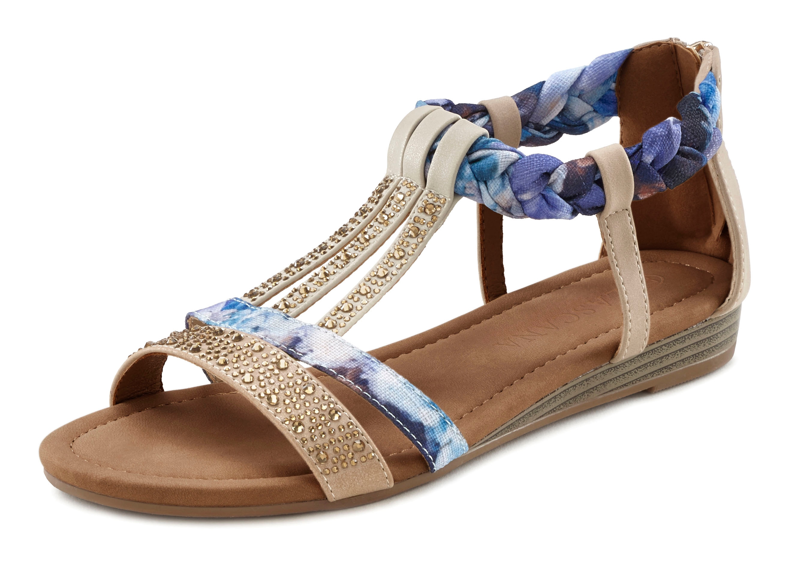 Thumbnail - LASCANA Sandale »Sommerschuh, Sandalette,«, mit Verzierung und kleinem Keilabsatz im Festival-Look VEGAN