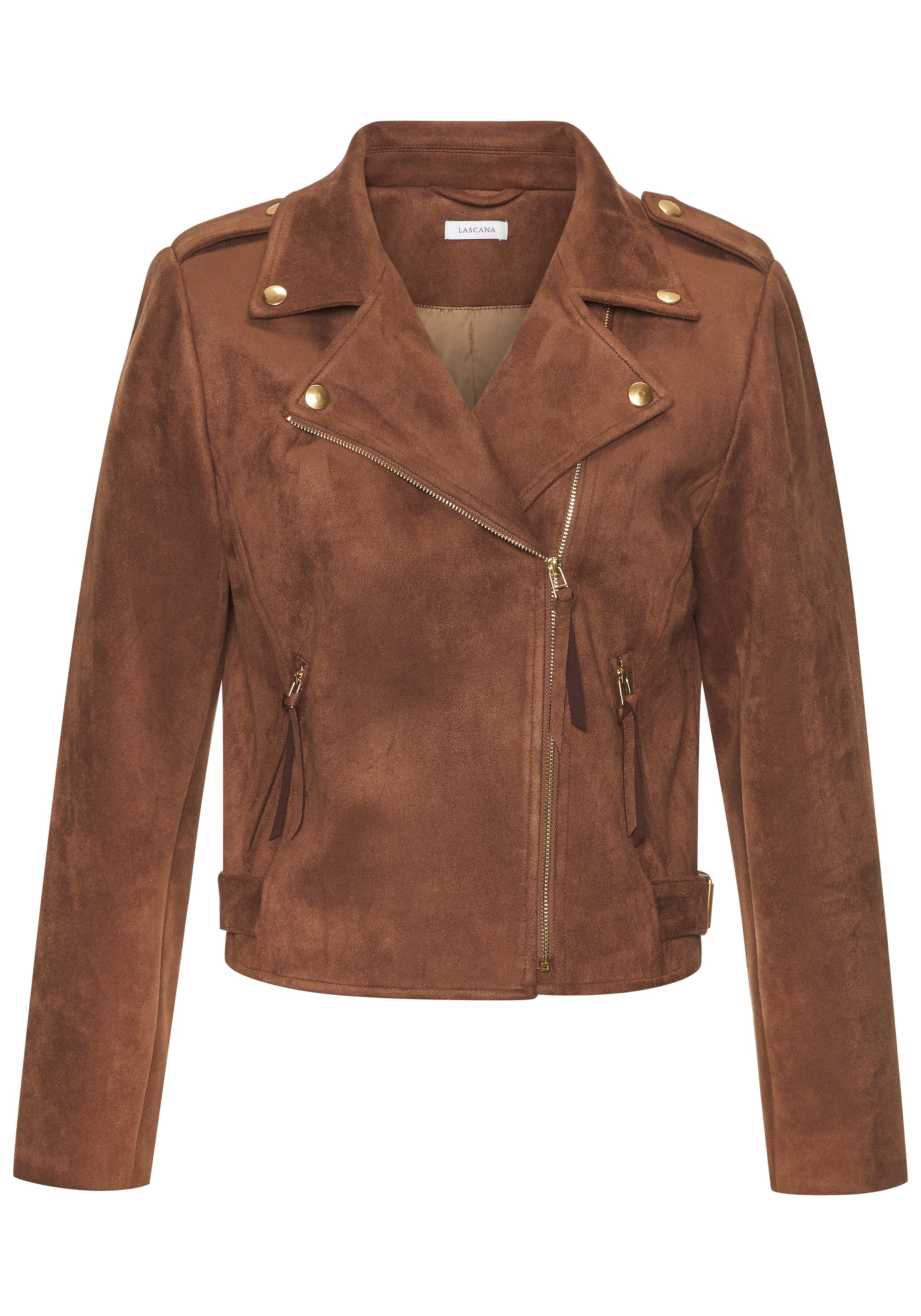 LASCANA Veste de motard in Veloursleder-Optik