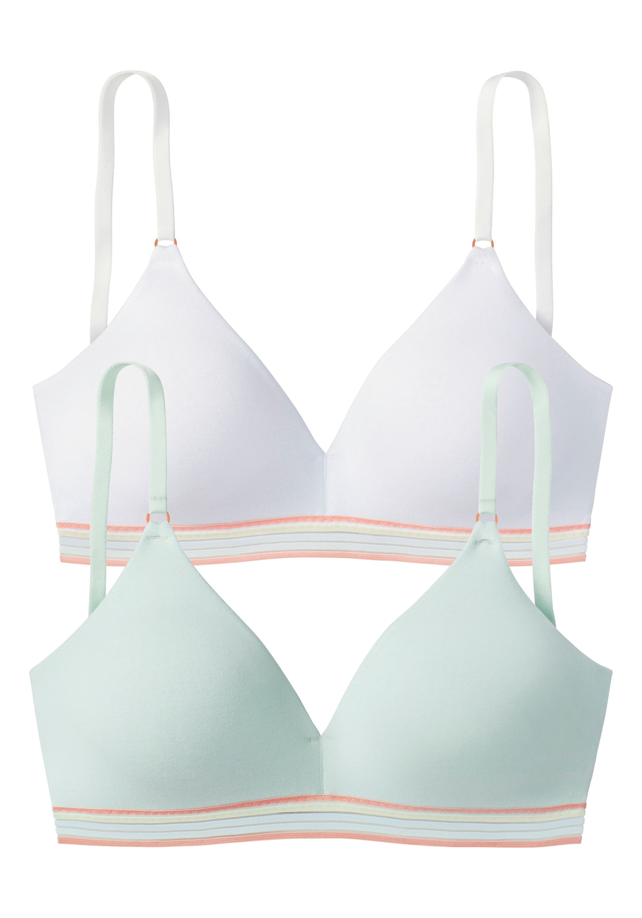 petite fleur by Lascana Soutien-gorge à bretelles », BH ohne Bügel, bügelloser BH, Bralette, Soft-BH, Baumwoll-BH« Paquet,  avec bande sous-poitrine rayée dans des couleurs pastel, soutien-gorge confortable