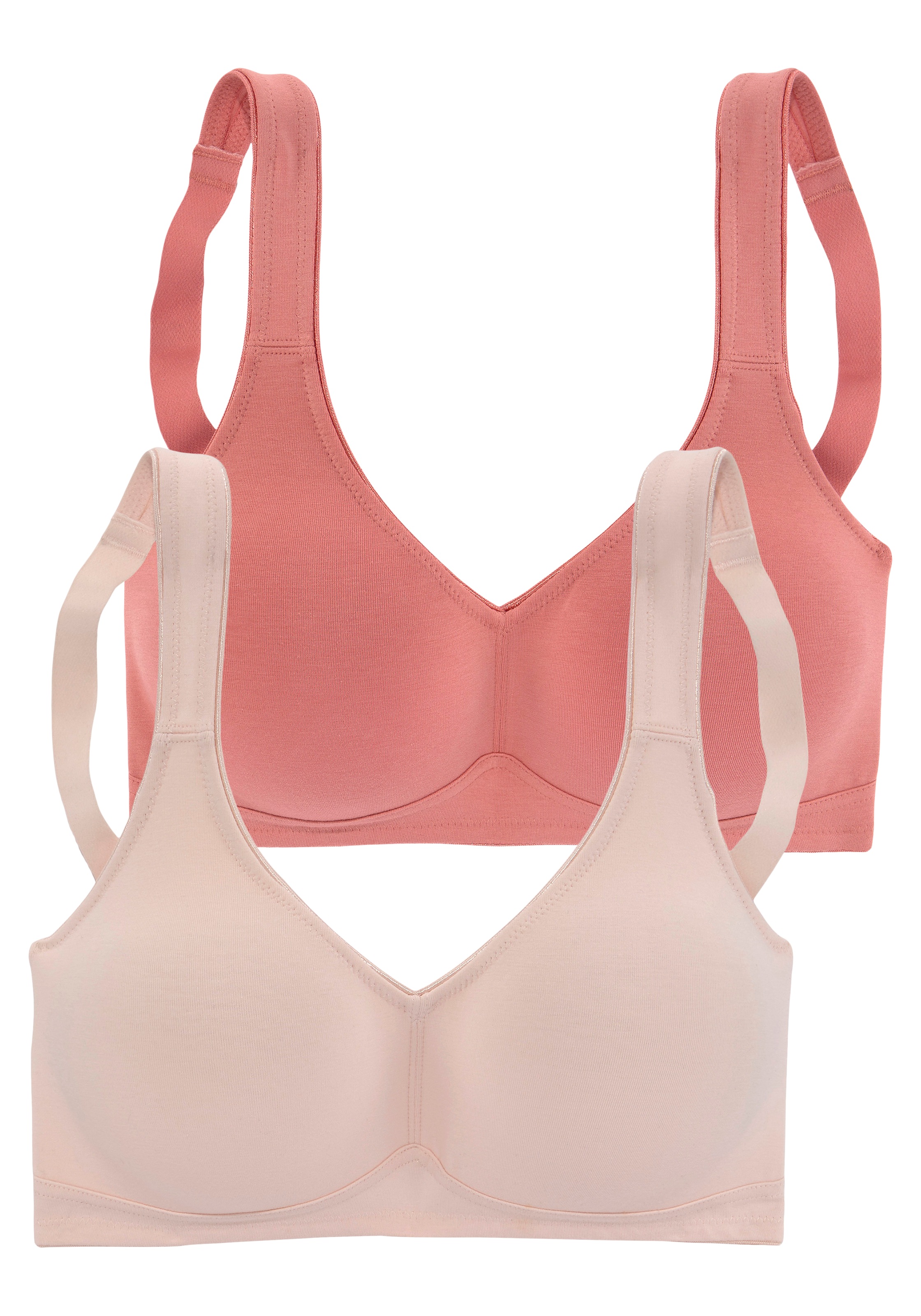 petite fleur by Lascana Entlastungs-BH ", BH ohne Bügel, Baumwoll BH" Packung, mit breiten Trägern, grosse Grössen, bequemer BH