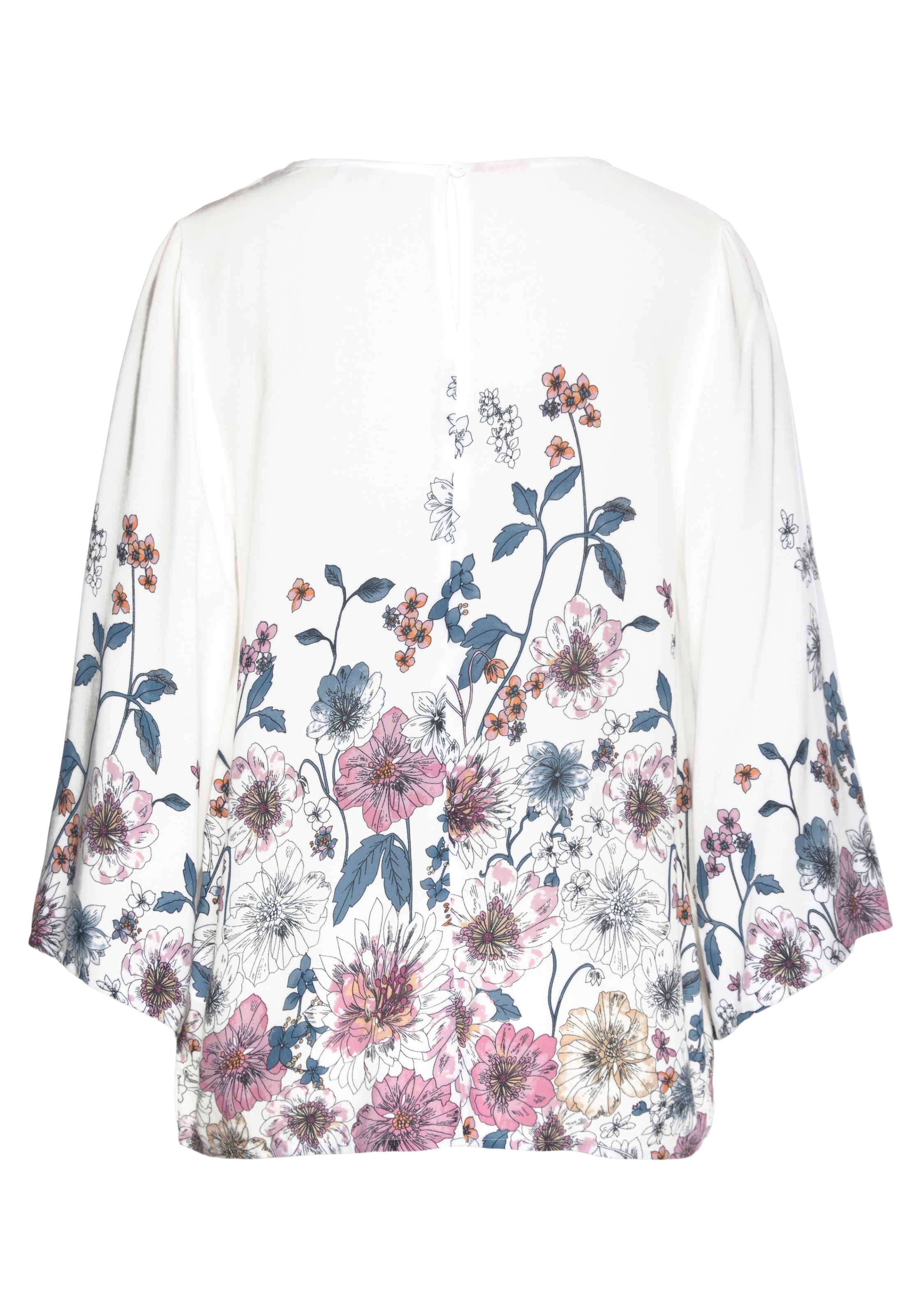 LASCANA Schlupfbluse, mit Blumenprint und Trompetenärmeln, Blusenshirt, sommerlich