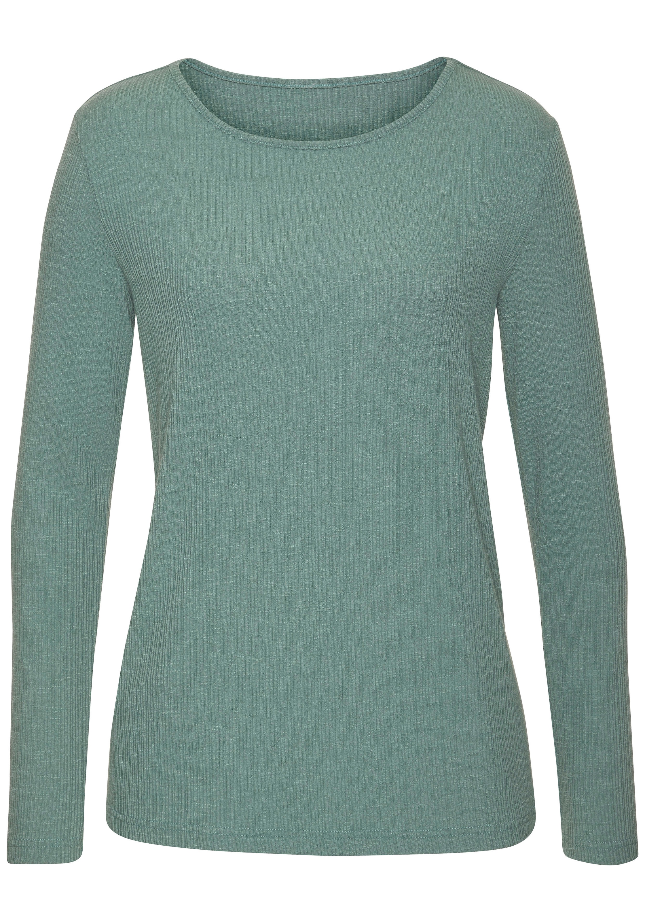 Vivance Langarmshirt »mit modischer Rippstruktur«, (2er-Pack), aus weichfliessender Qualität mit Viskose