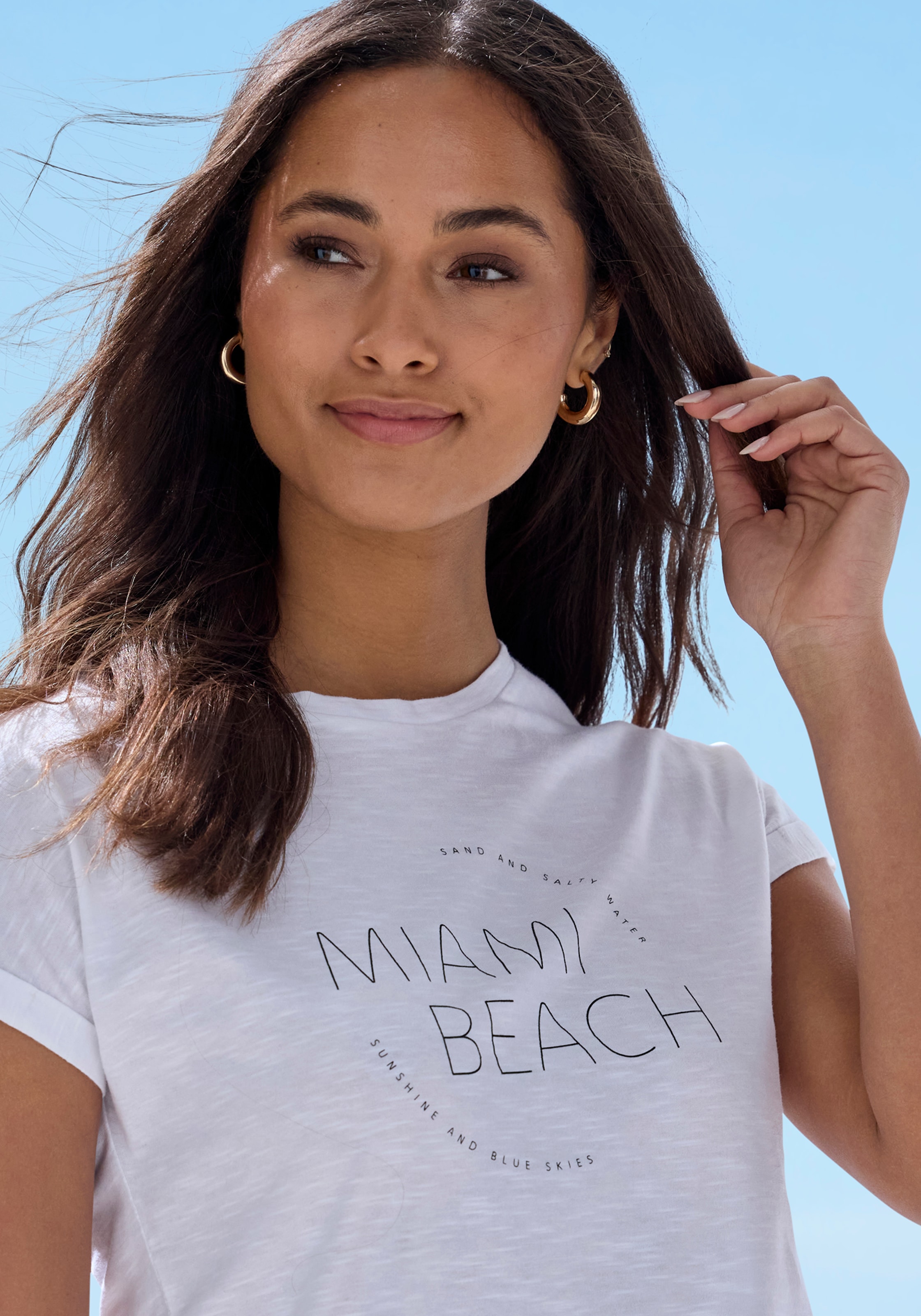 Vivance T-Shirt »mit modischem Frontprint«, aus weicher Baumwoll-Qualität