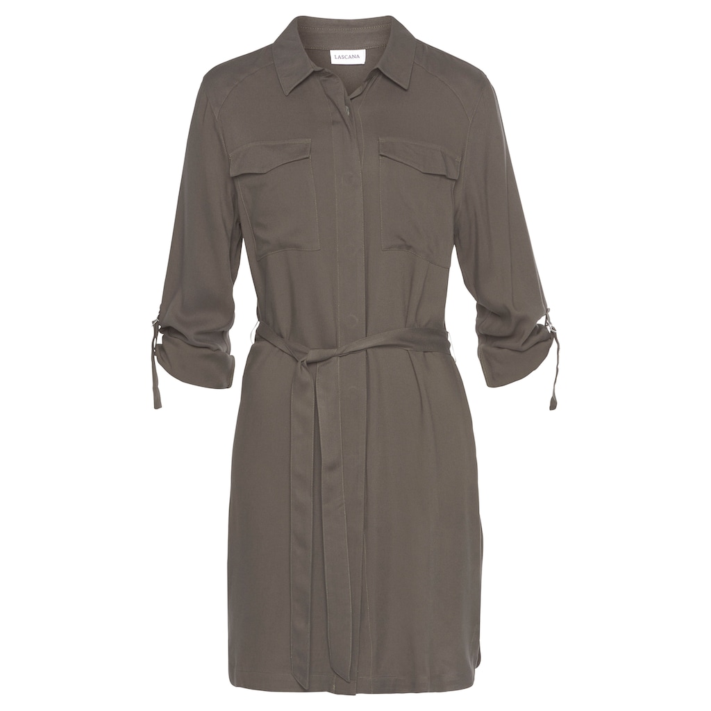 LASCANA Hemdblusenkleid, (mit Bindegürtel)
