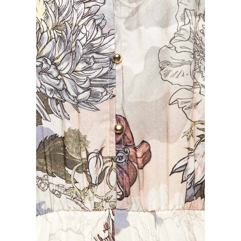 Buffalo Maxikleid, mit Alloverprint, leichtes Sommerkleid, fliessendes Strandkleid