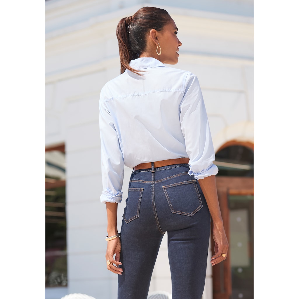 LASCANA Hemdbluse, hinten länger geschnitten, Damenbluse aus Baumwolle, klassisch-elegant