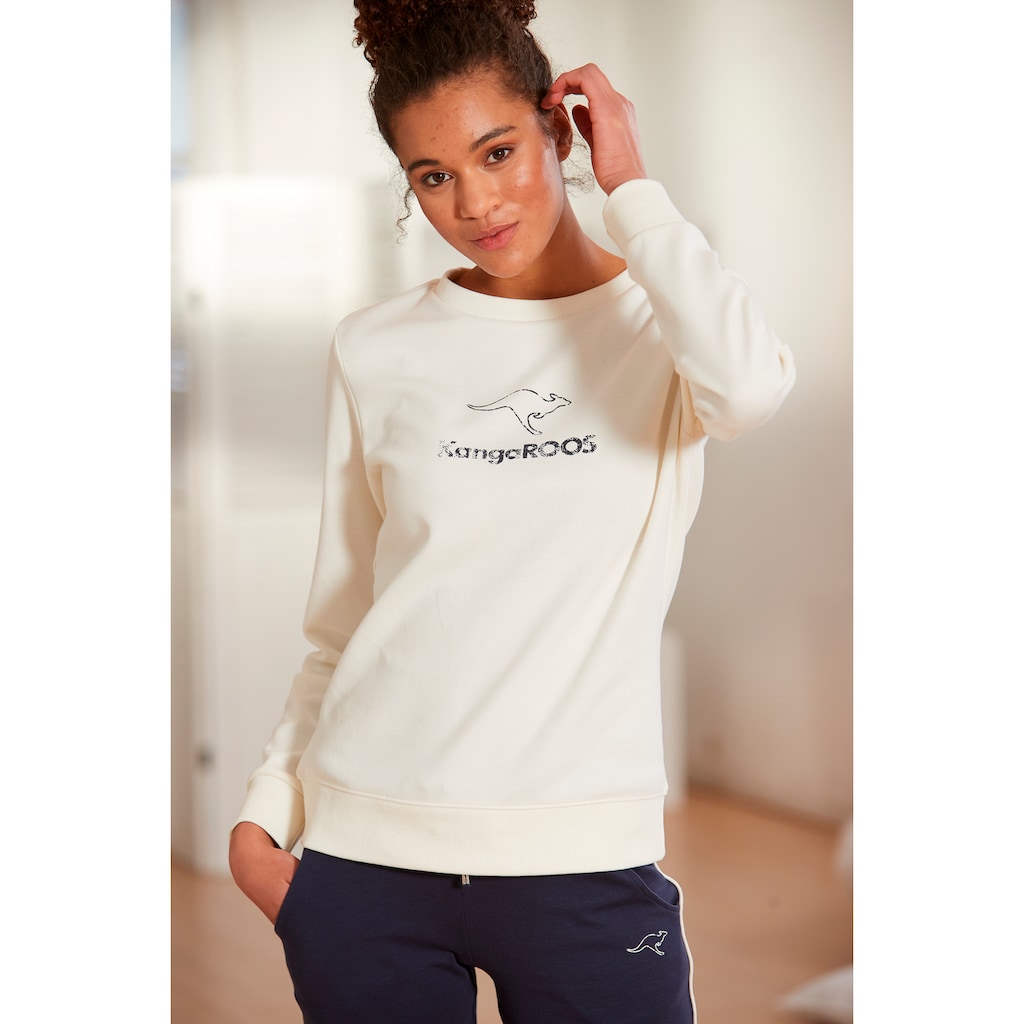KangaROOS Sweatshirt, mit Kontrastfarbenem Logodruck, Loungeanzug