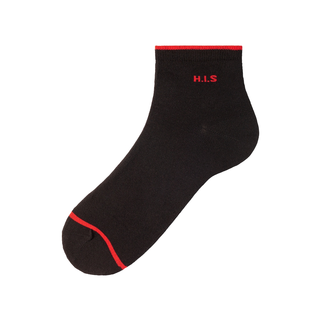 H.I.S Kurzsocken, (Packung, 7 Paar), mit farbigen Bündchen