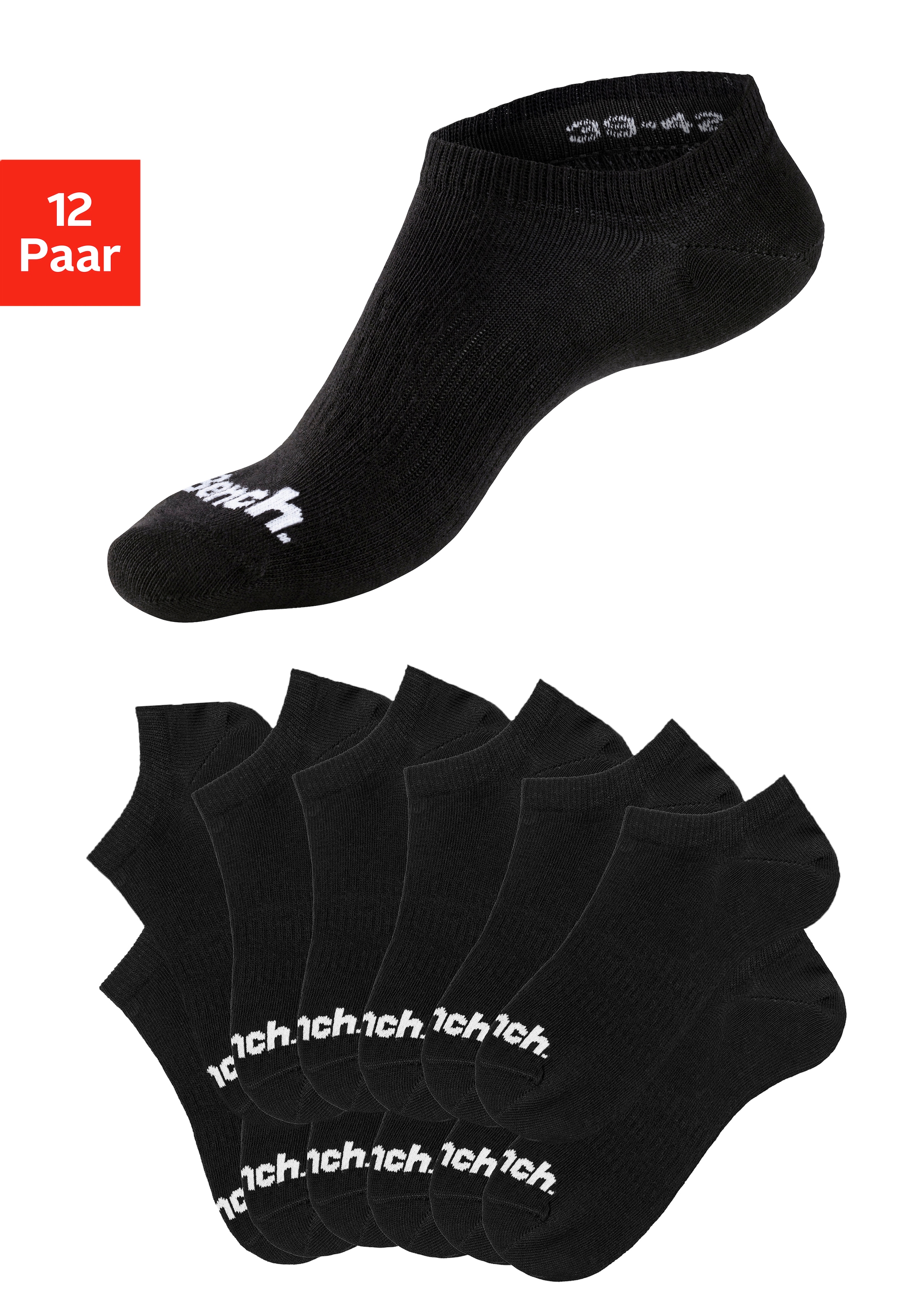 Bench. Sportsocken Packung, 12 Stk. tlg. Sneakersocken verschwinden im Schuh