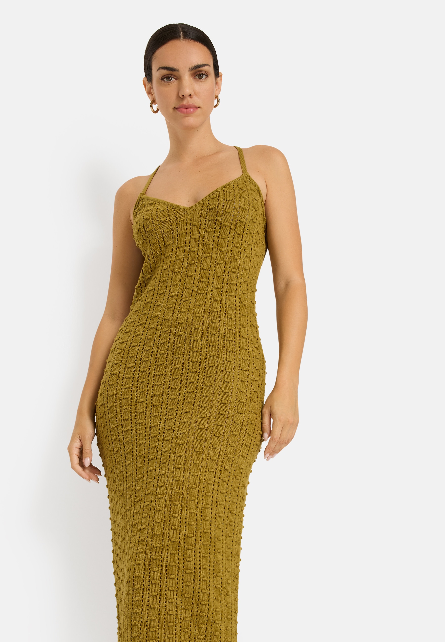 LSCN by LASCANA Robe en tricot »mit tiefem Rückenausschnitt« de longueur midi avec bretelles croisées au dos, robe midi, robe de plage