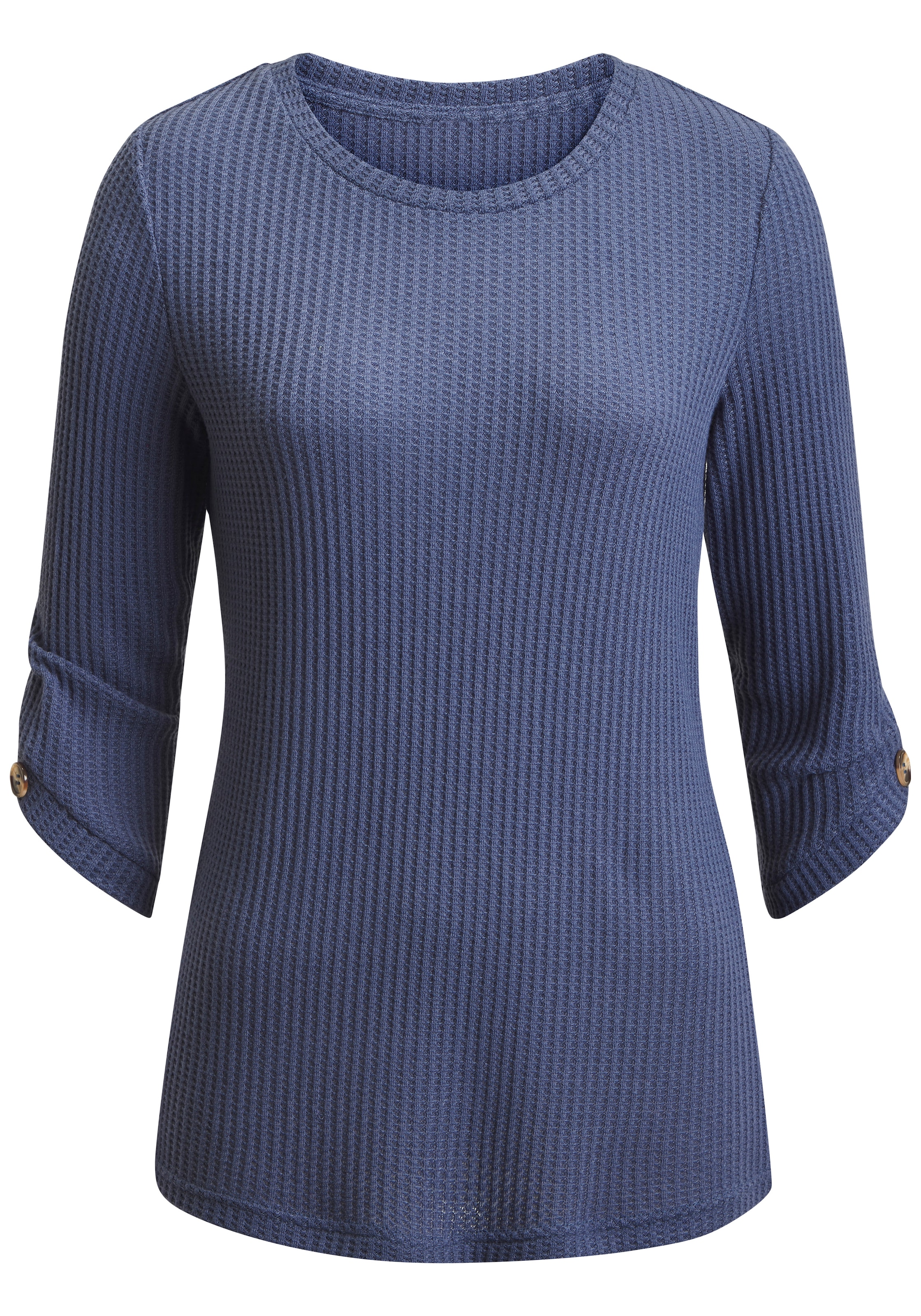 LASCANA T-shirt à manches 3/4 »mit Knopfdetail« aus weicher Piqué-Qualität