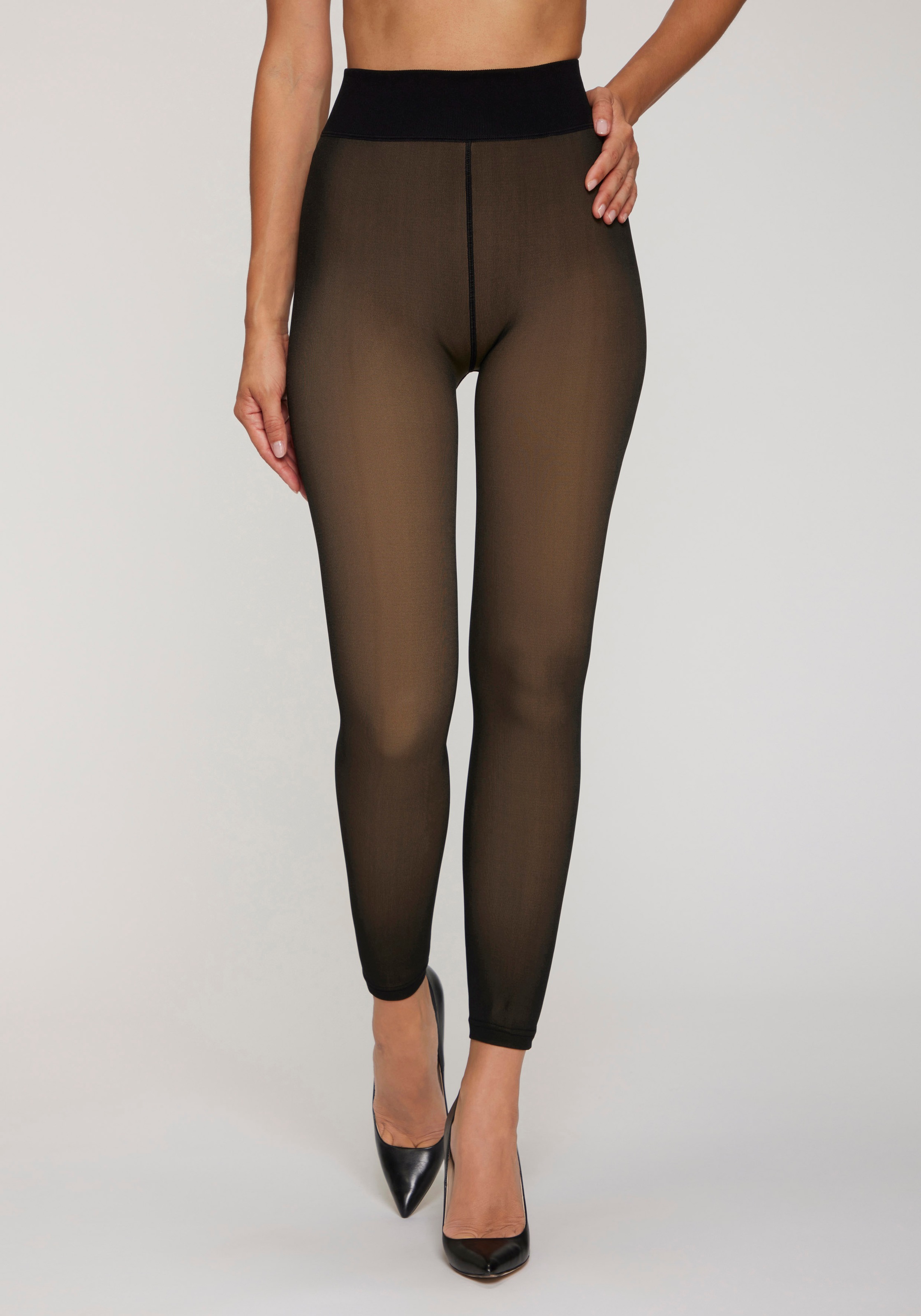 Lavana Thermostrumpfhose "Warm & Transparent mit Innenfleece gefütterte Fein-Strumpfhose," Packung, 1 Stk. ohne Fuß durchscheinend mit wärmendem Innen-Fleece und Komfortbund