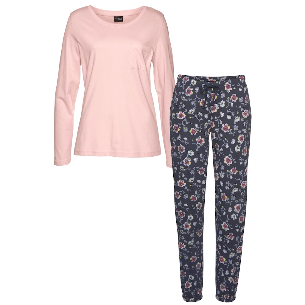Vivance Dreams Pyjama, (2 tlg.), mit gemusterter Schlafhose