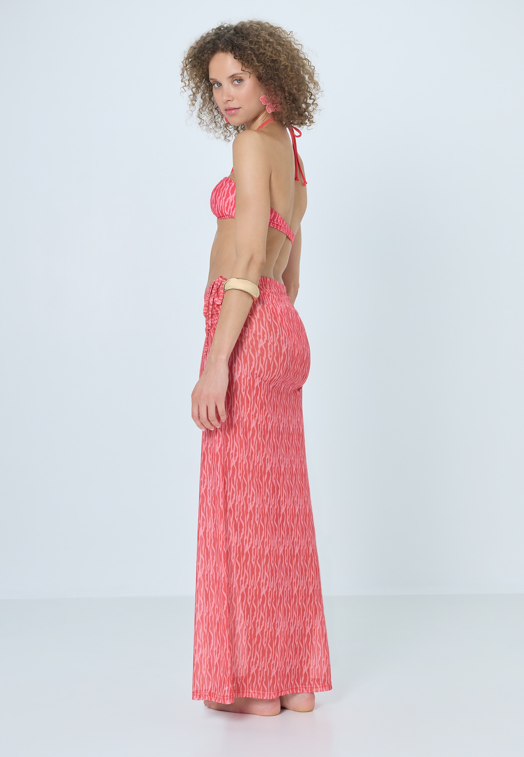 LSCN by LASCANA Jupe en maille avec impression graphique, jupe de plage, cover-up