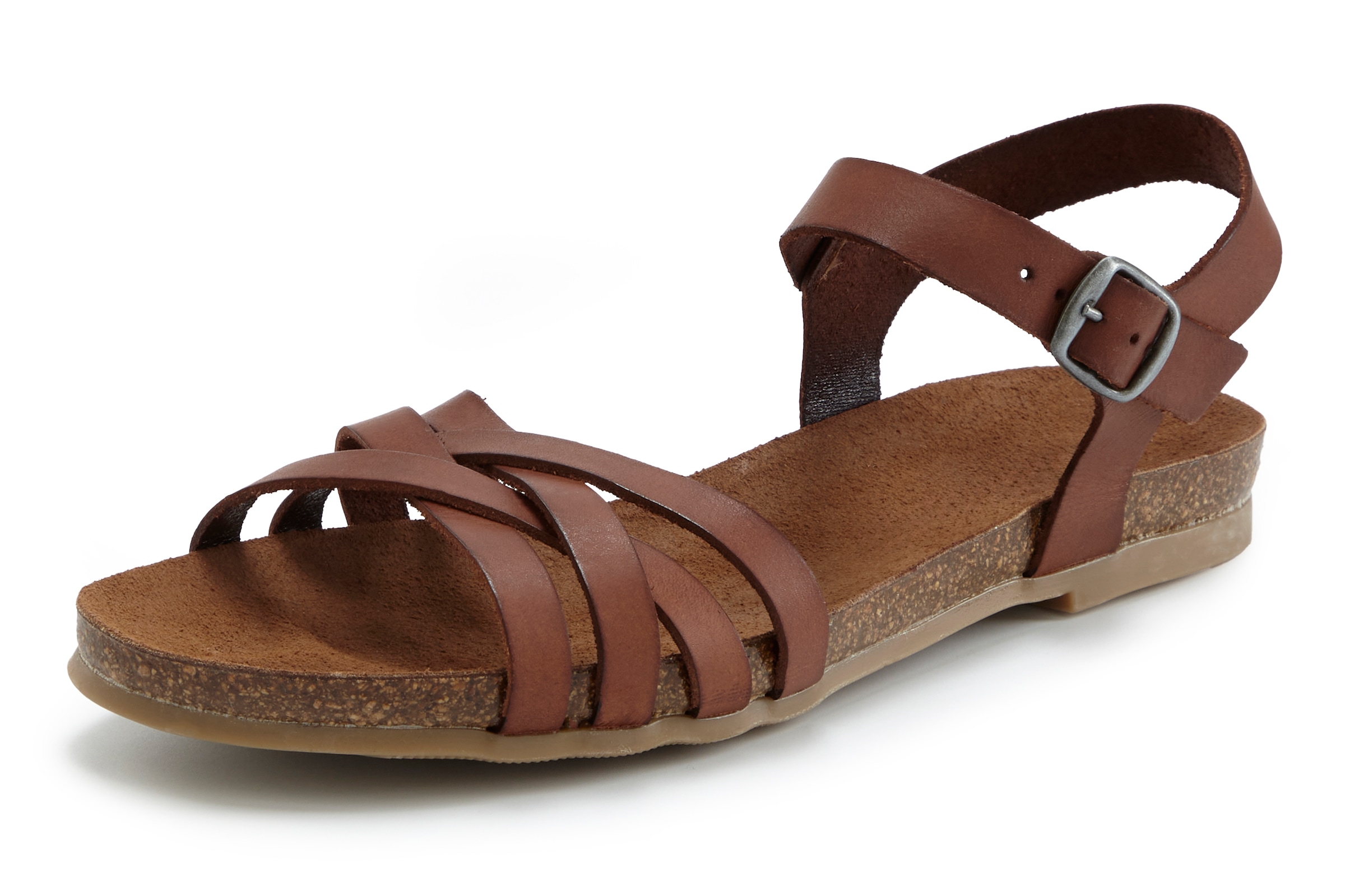 LASCANA Sandale »Sandalette, Sommerschuh«  aus Leder mit komfortablem Korkfussbett