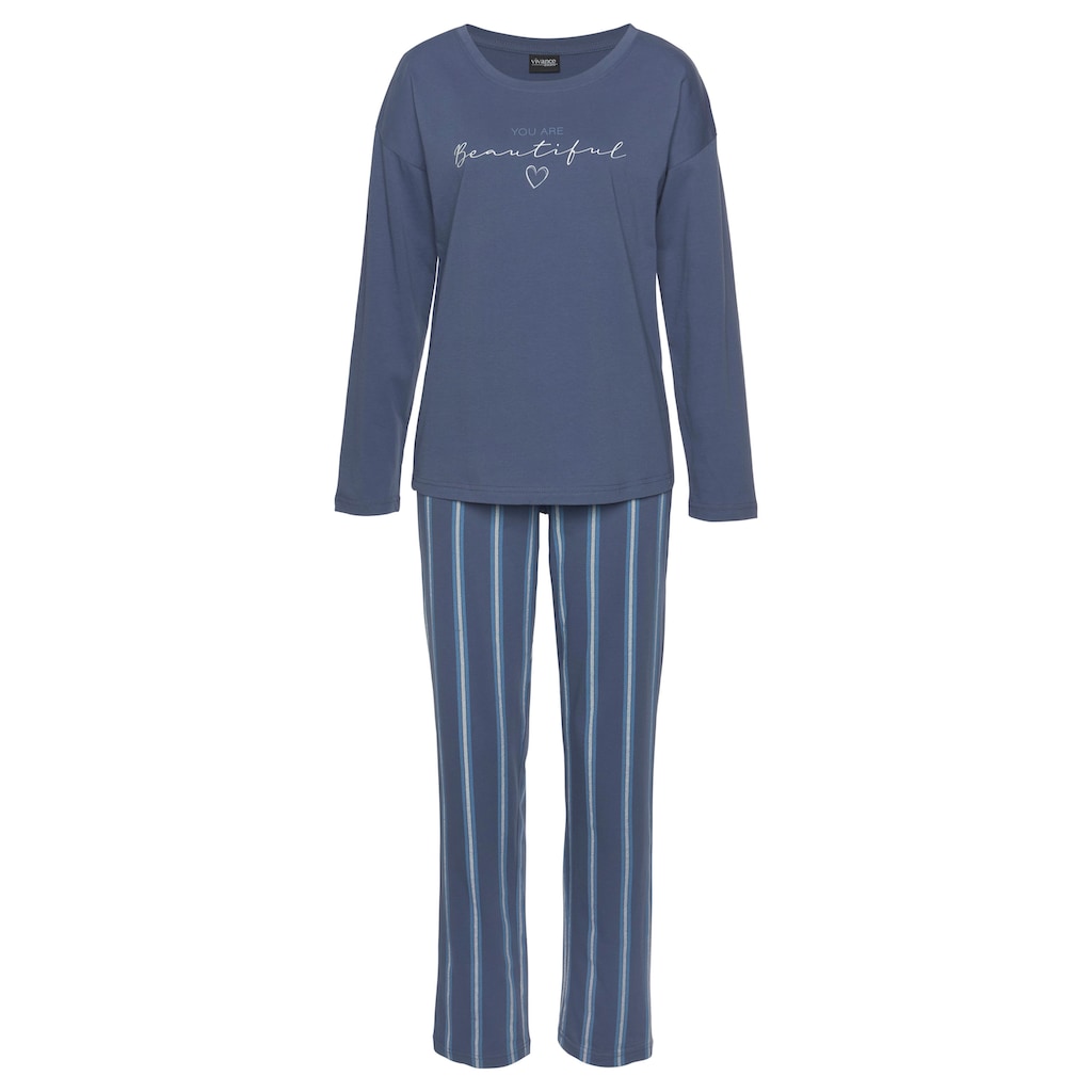 Vivance Dreams Pyjama, (2 tlg.), mit Frontdruck