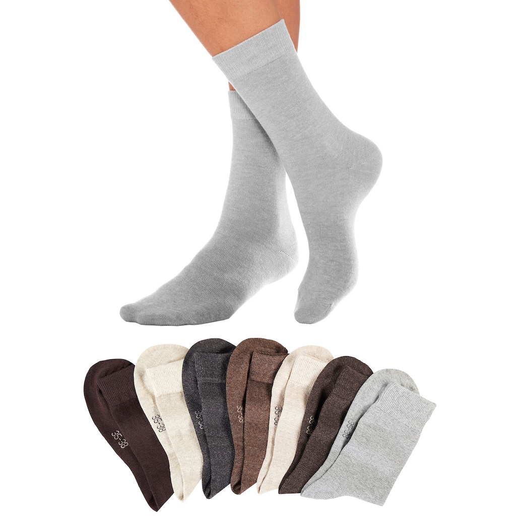 Lavana Basicsocken, (Packung, 7 Paar), mit druckfreiem Bündchen