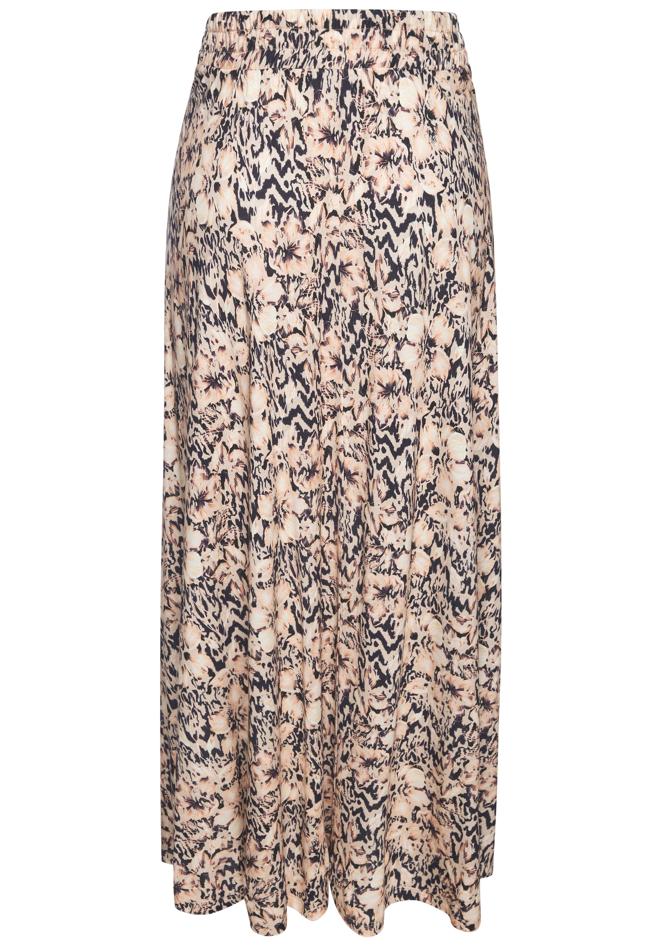 Buffalo Maxi jupe »mit Schlitz vorne seitlich und Alloverdruck« jupe d'été longue, jupe en jersey légère, jupe confortable avec taille élastique