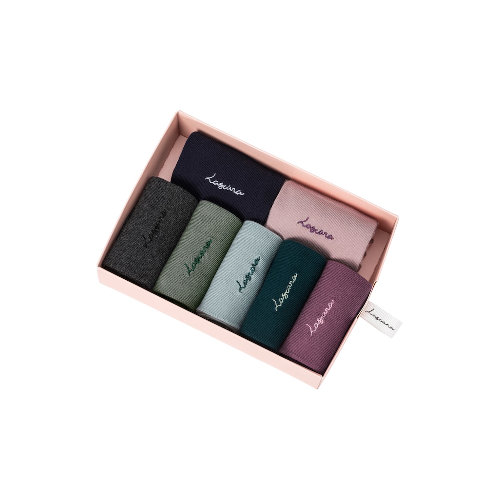 LASCANA Basicsocken, (Box, 7 Paar), mit hochwertiger Logo Stickerei