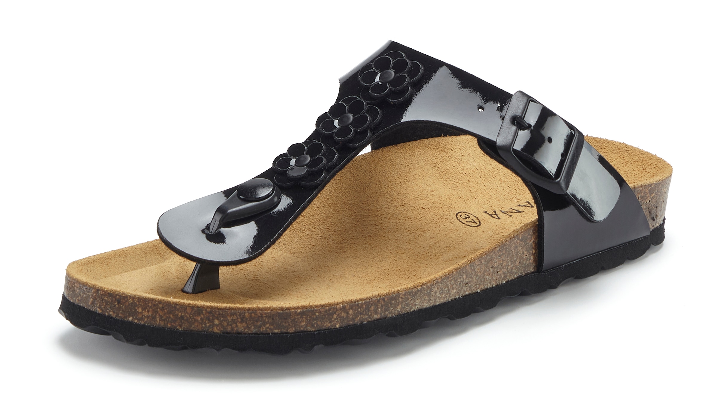 LASCANA Zehentrenner »Sandale, Pantolette, offener Schuh, Sommerschuh,«  mit komfortablem Korkfussbett