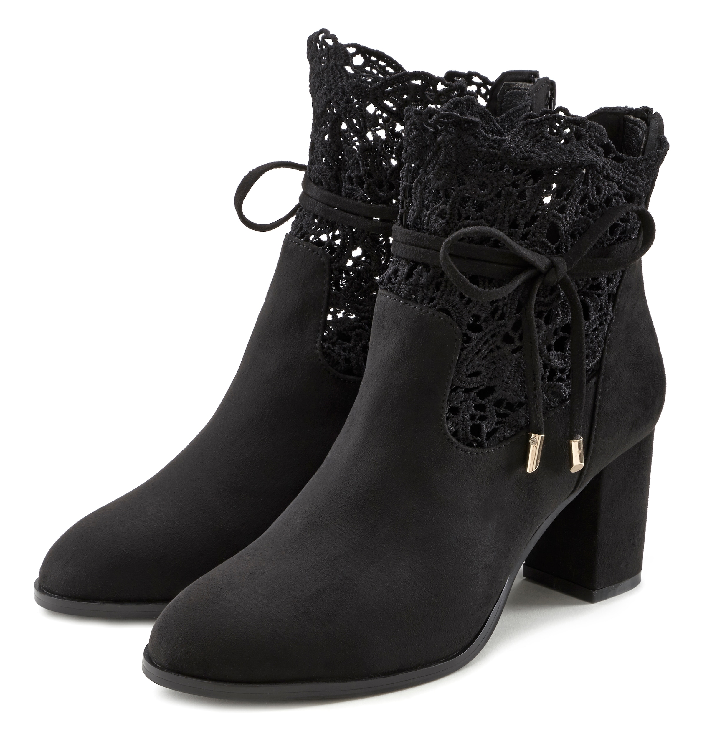 LASCANA High-Heel-Stiefelette, mit modischer Spitze und bequemen Blockabsatz, Ankle Boot, Stiefel