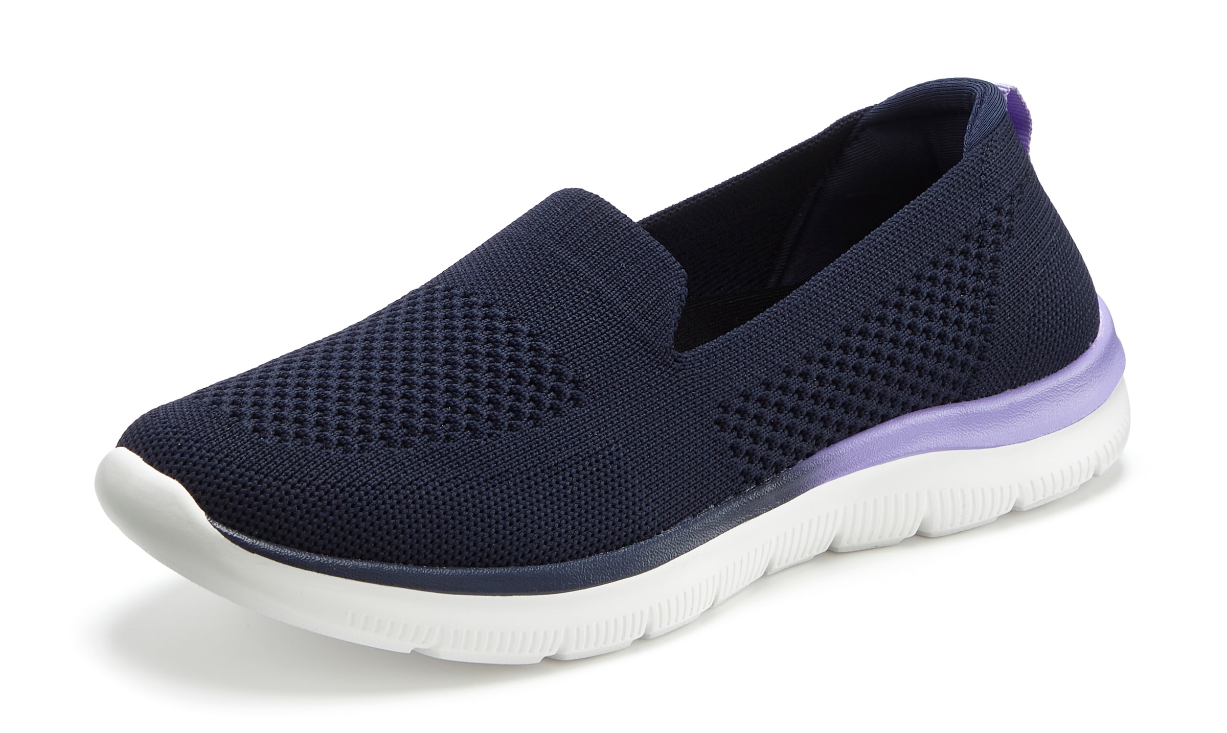 LASCANA Slipper »Halbschuh, Sneaker, Slip-On-Sneaker,«  aus bequemen Textil-Material zum Reinschlüpfen VEGAN
