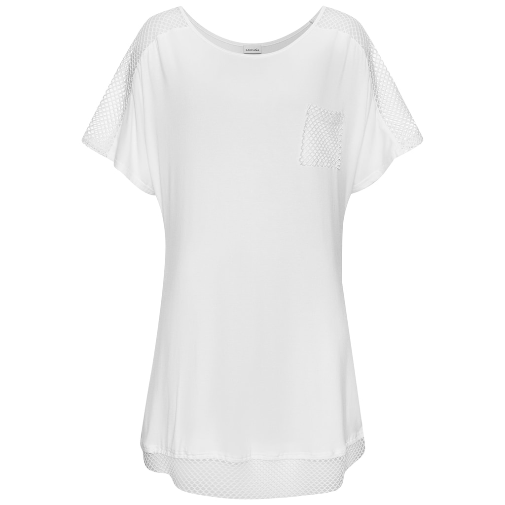 LASCANA Longshirt, mit Mesheinsätzen, Shirtkleid, Strandkleid, lockere Passform