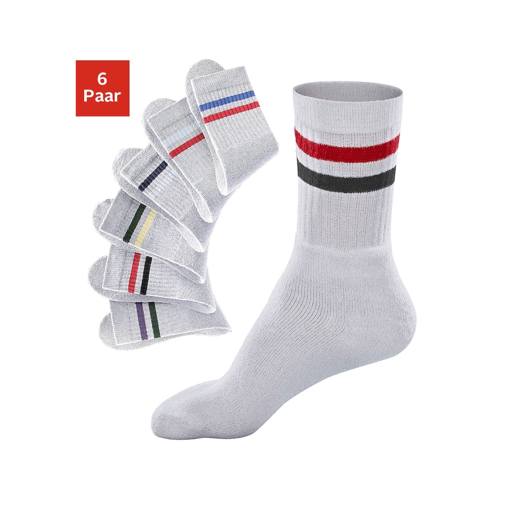 Go in Freizeitsocken, (Packung, 6 Paar), mit farbigen Streifen