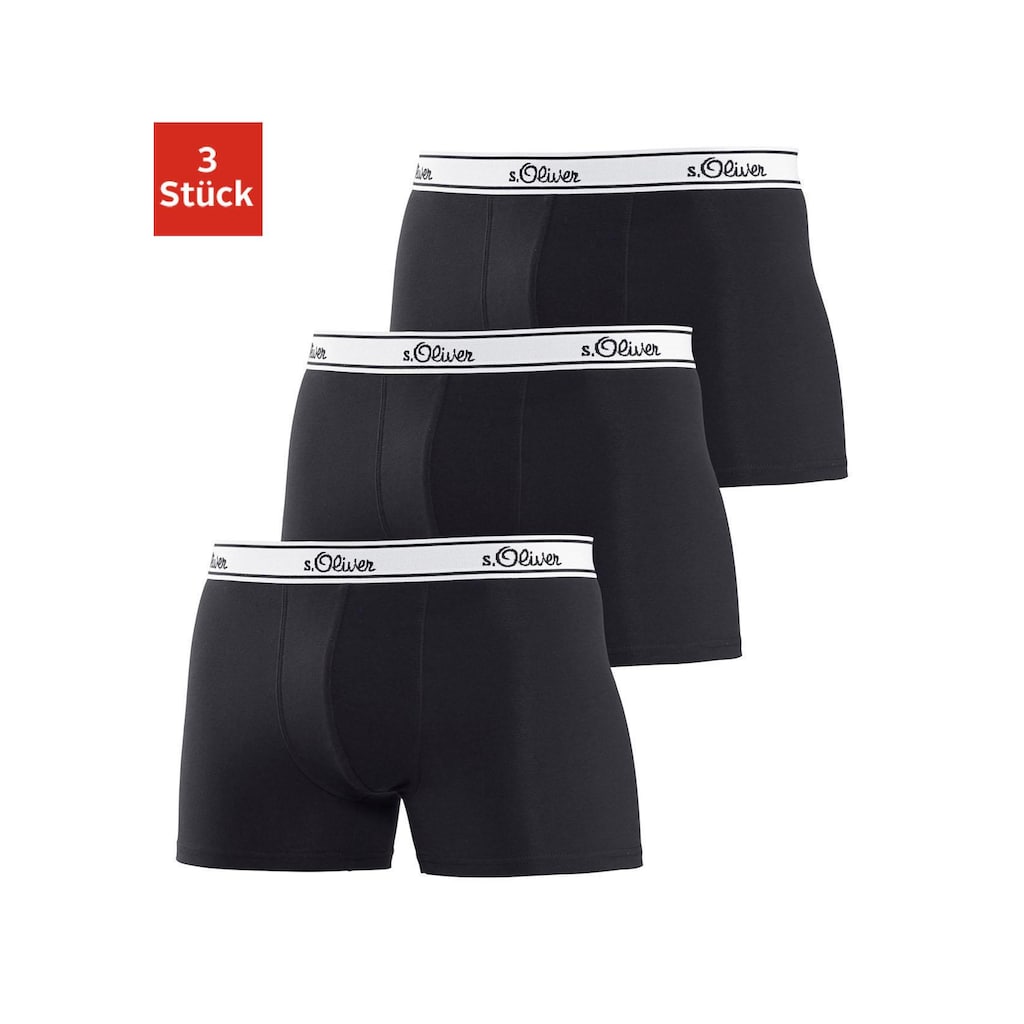 s.Oliver Boxer »Boxershorts für Herren«, (Packung, 3 St.), mit weissem Webbund