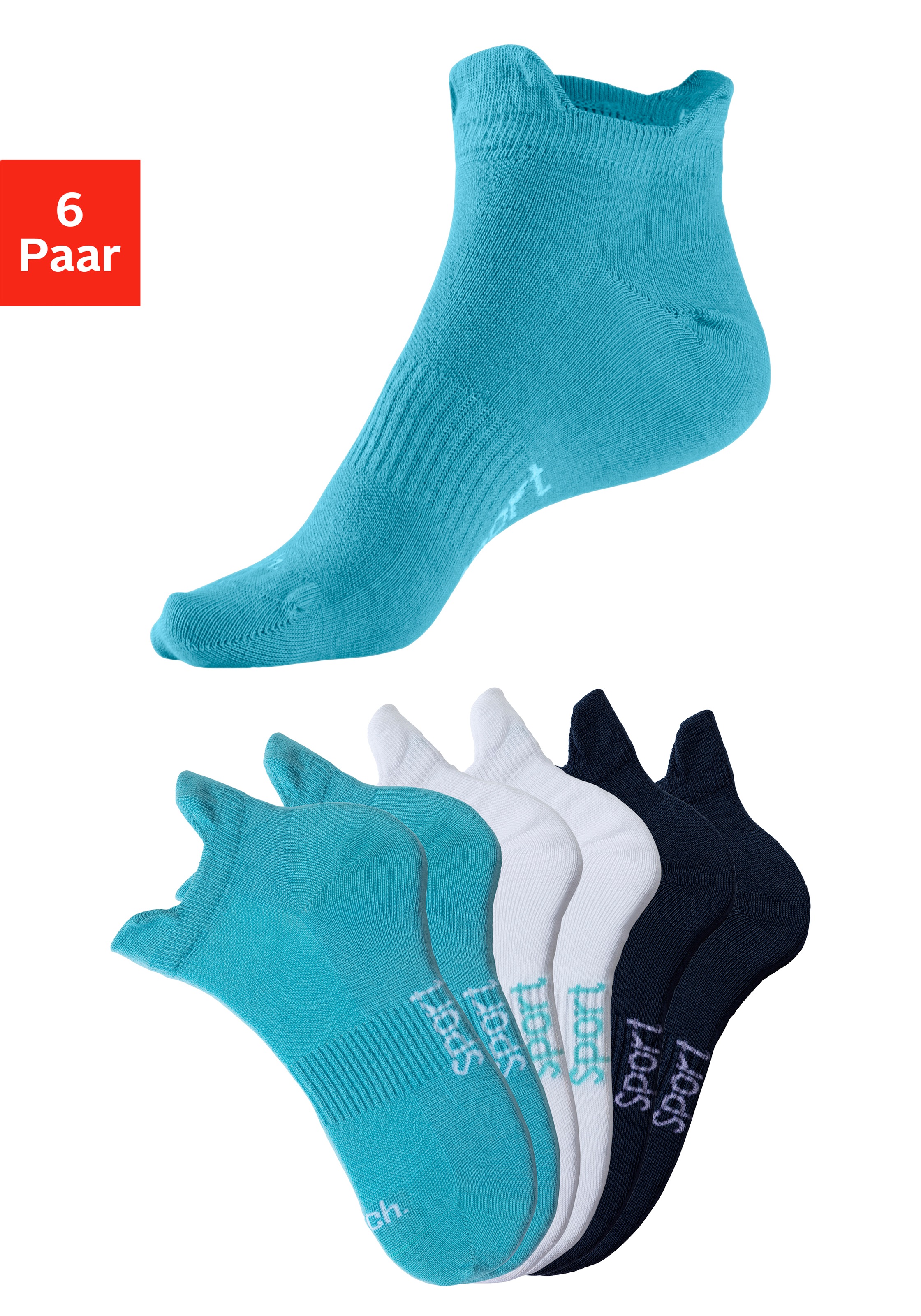 Bench. Sneakersocken Packung, 6 Stk. tlg. mit feiner Mesh Konstruktion und Mittelfussgummi