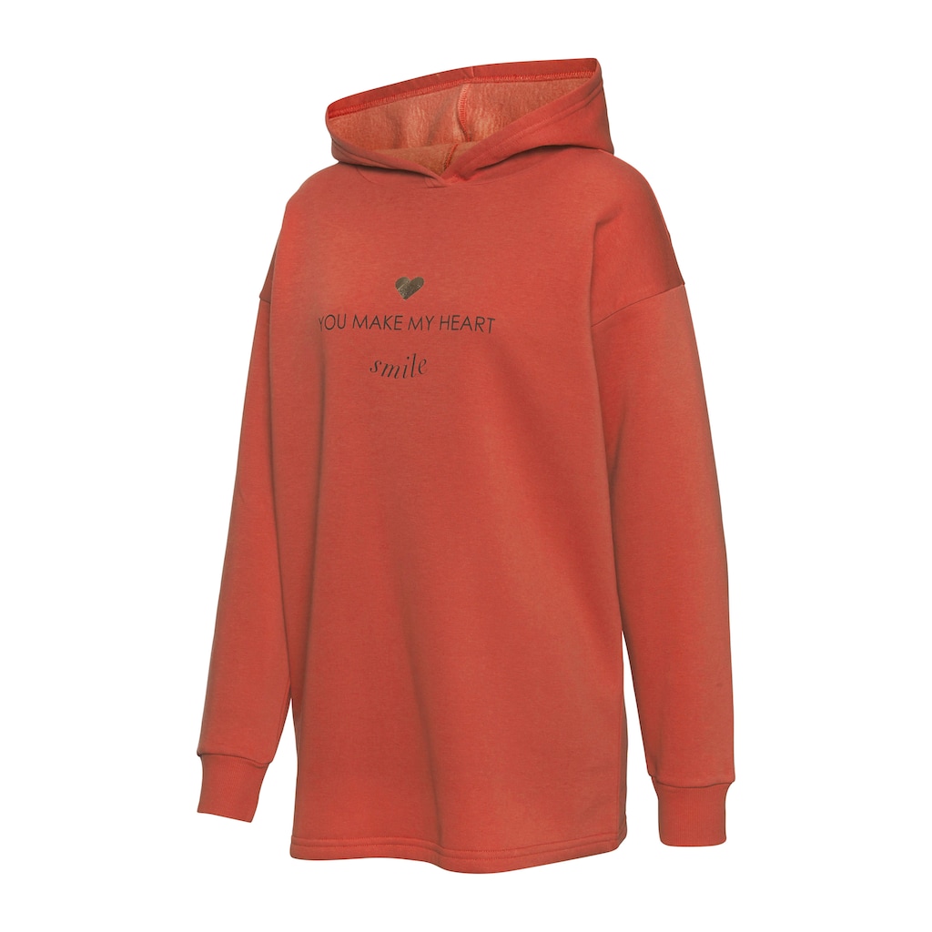 LASCANA Hoodie, Lounge-/Kapuzenpullover mit Print vorne, Loungewear